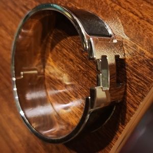 Hermes black and silver clic clac H bracelet small